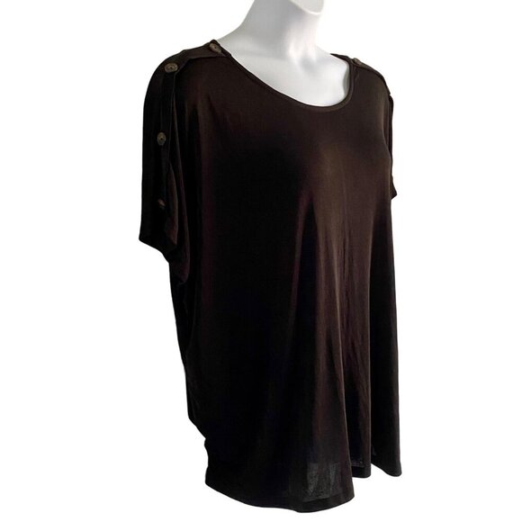 Misia Curvey Women's Black Button-Shoulder Top Size 2X NEW NWT - Picture 3 of 10